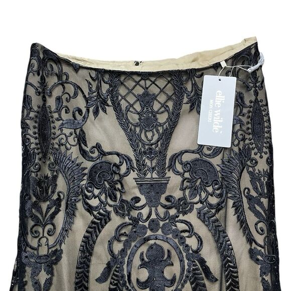 NWT ELLIE WILDE by MON CHERI Two Piece Dress EW118156 Black Nude Size 10 - Picture 5 of 16